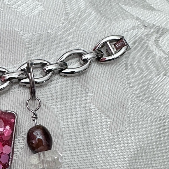 Handmade Charm Bracelet Repurposed Silver Tone Chain 4343 - Picture 10 of 12